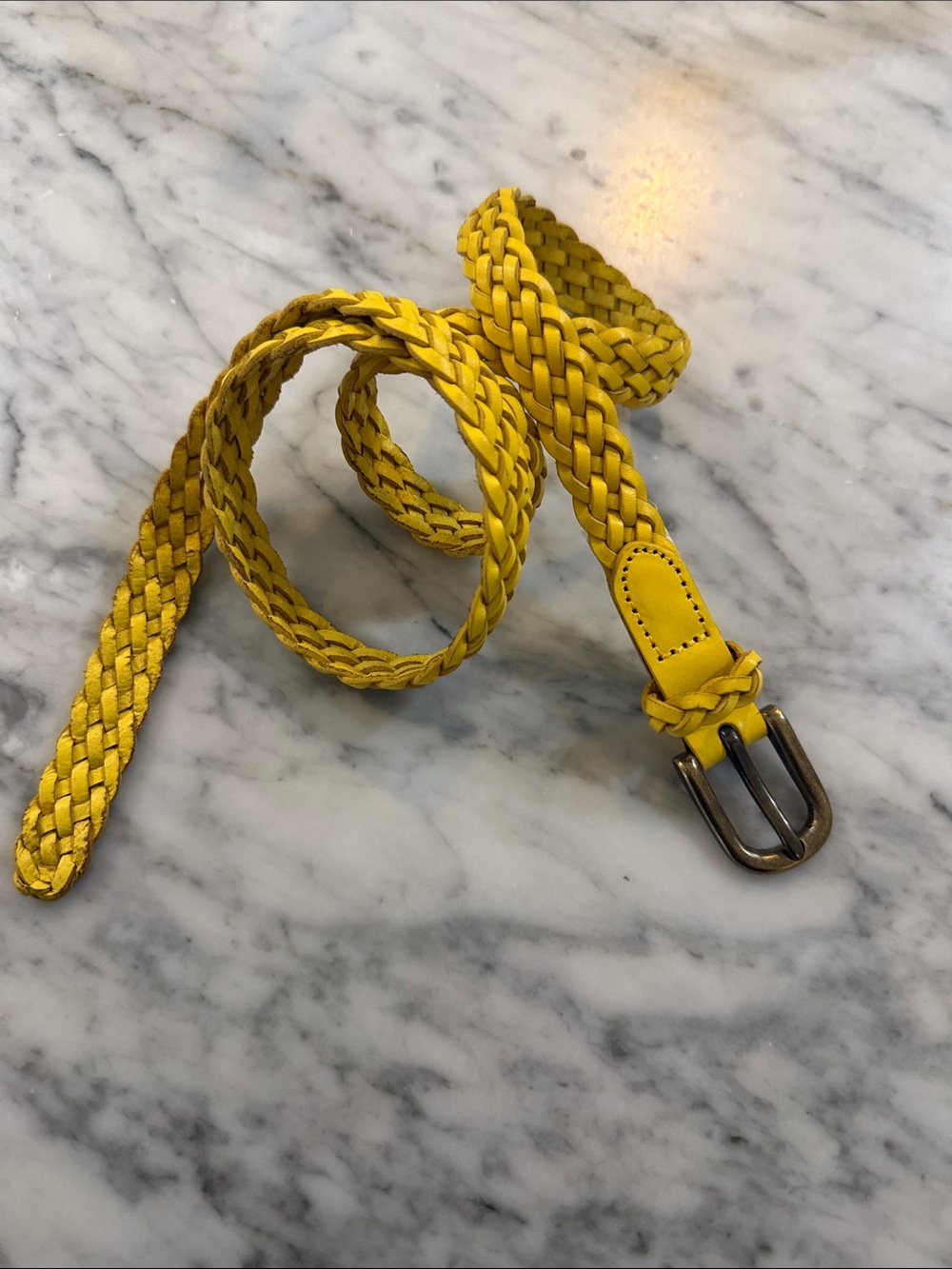 GAP Braided Yellow Leather Belt with Metal Buckle